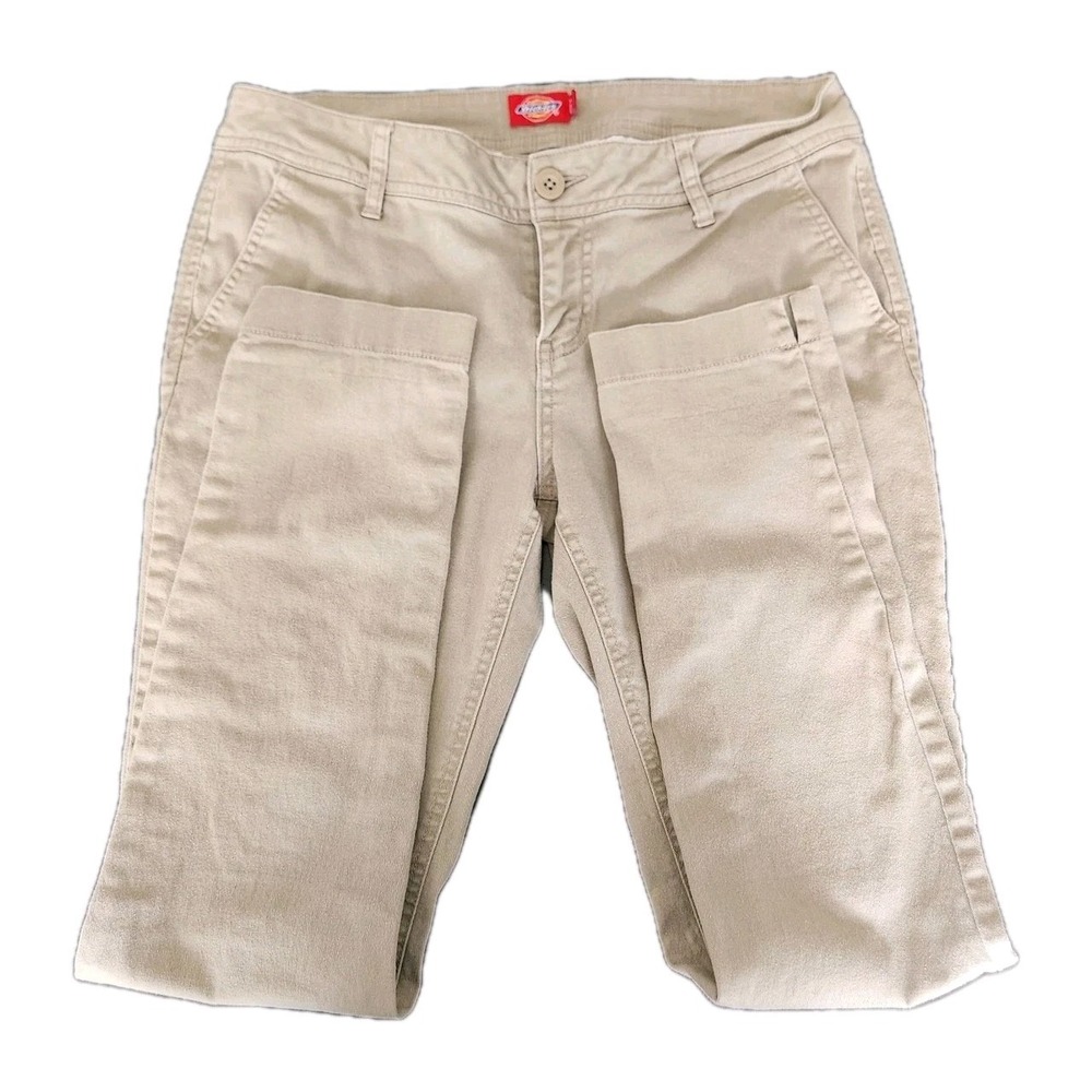 Dickies Girl Junior's Classic 5 Pocket Skinny Pant Khaki Size 11 Casual GUC